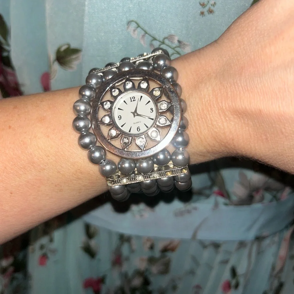 Source Unknown Gray/Blue Beaded Women's Watch